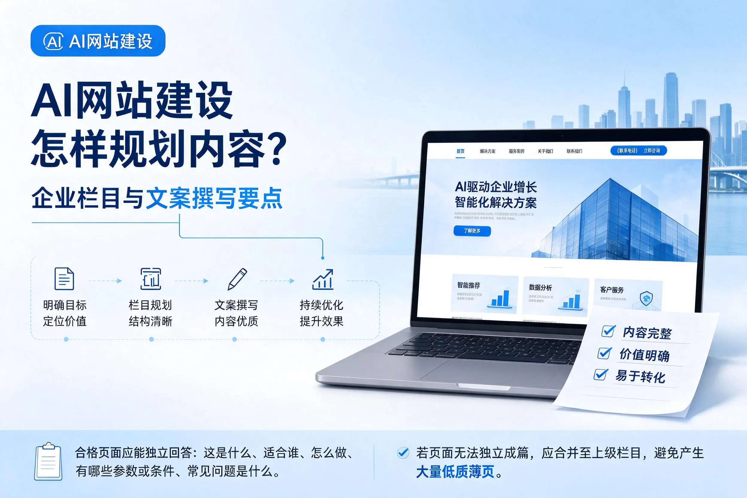AI网站建设怎样规划内容?内江企业栏目与文案撰写要点